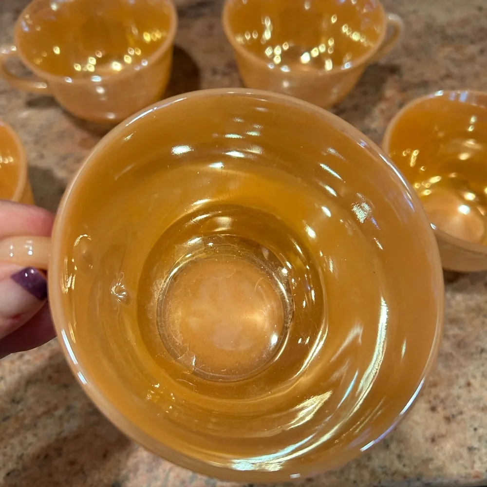 Fire King Peach Lustre Set of (6) 8 oz tea/coffee cups. No saucers. Made in USA